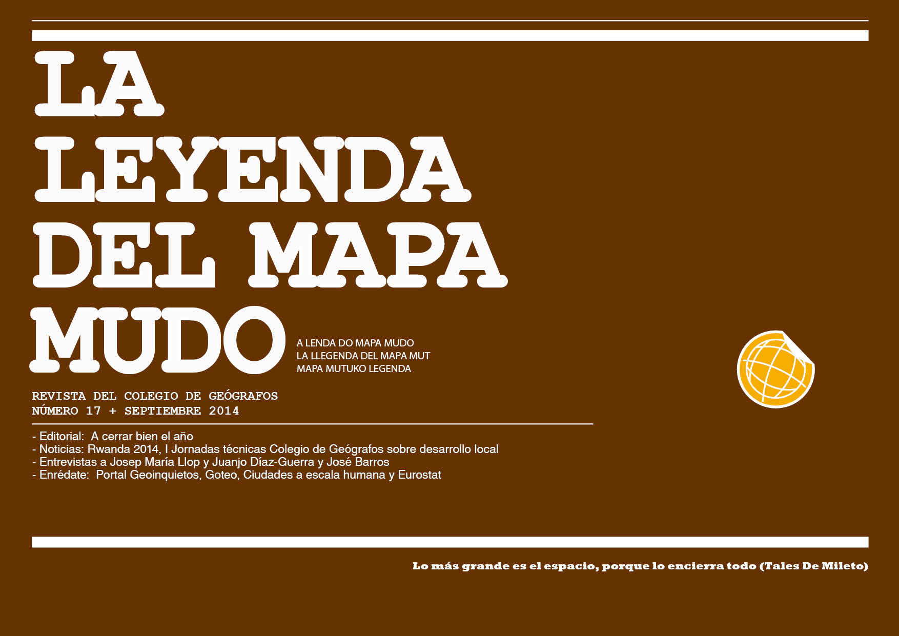 Portada Leyenda del Mapa Mudo Septiembre 2014