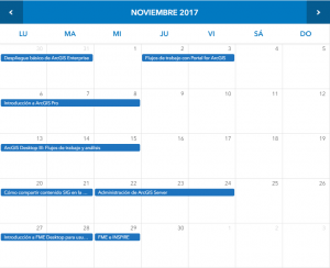 Calendario formativo Esri noviembre 2017