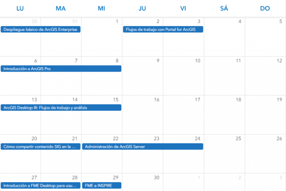Calendario formativo Esri noviembre 2017