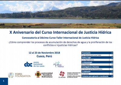 X Curso Internacional de Justicia Hídrica 2018