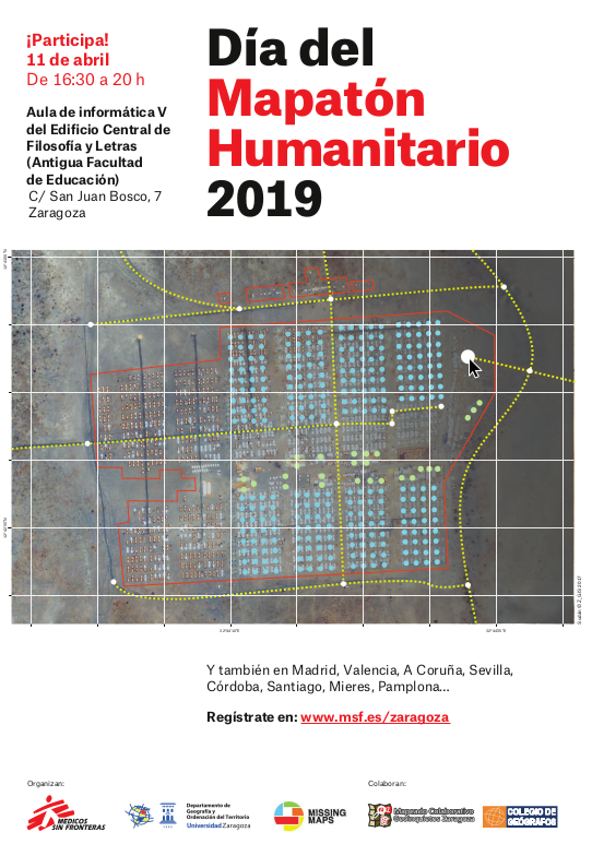 Cartel día del mapatón humanitario 2019 en la Universidad de Zaragoza