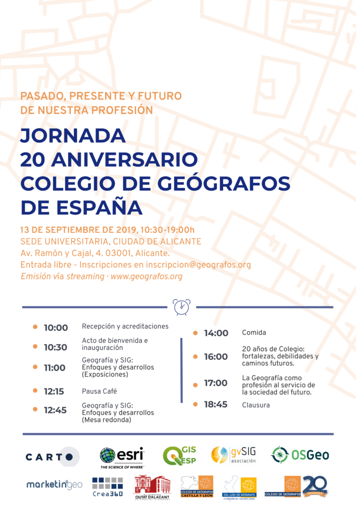 Programa completo Jornada conmemorativa 20 aniversario Colegio de Geógrafos