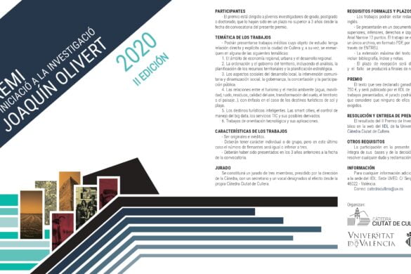 II Edición del Premio de Iniciación a la Investigación Joaquín Olivert