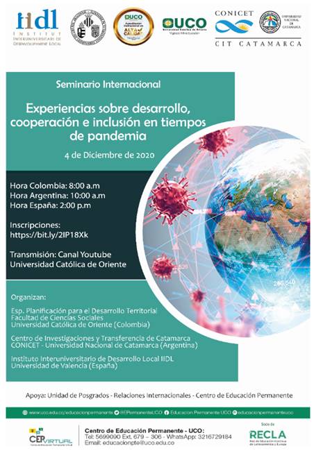 Seminario Internacional Experiencias sobre desarrollo, cooperación e inclusión en tiempos de pandemia